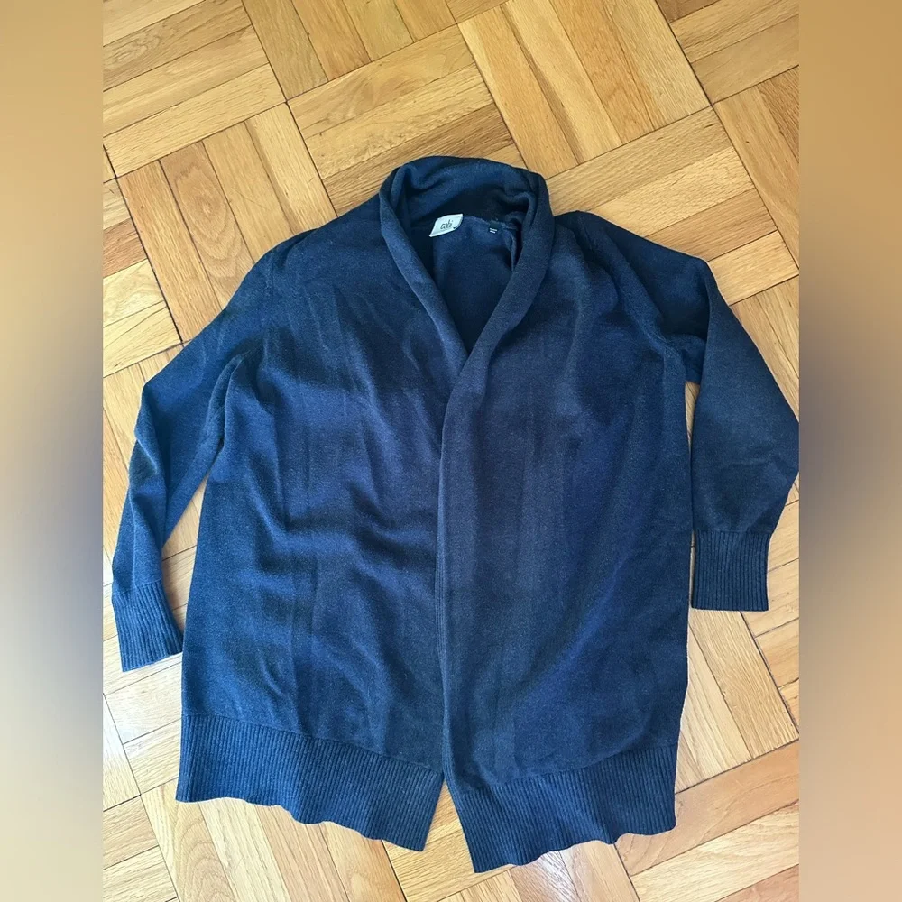 CAbi Cabi Women's Med.  Cardigan Sweater Blue Open Front Vented Back Victoria
